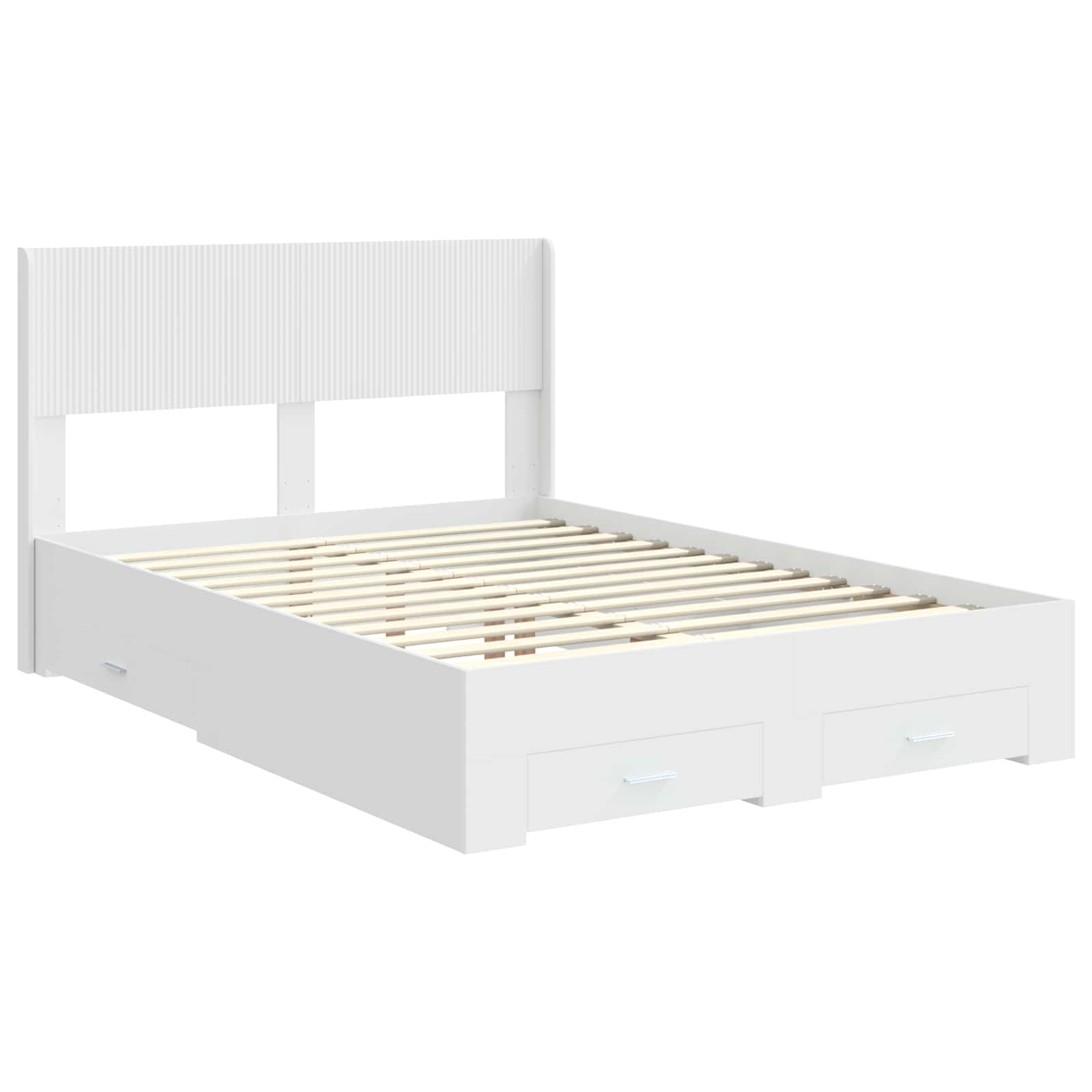 Bedframe met opbergruimte en hoofdbord Wit Bewerkt hout