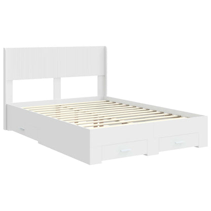 Bedframe met opbergruimte en hoofdbord Wit Bewerkt hout