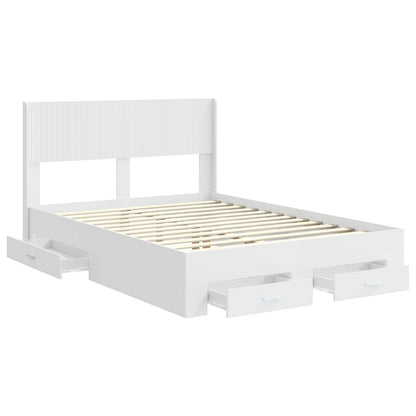 Bedframe met opbergruimte en hoofdbord Wit Bewerkt hout