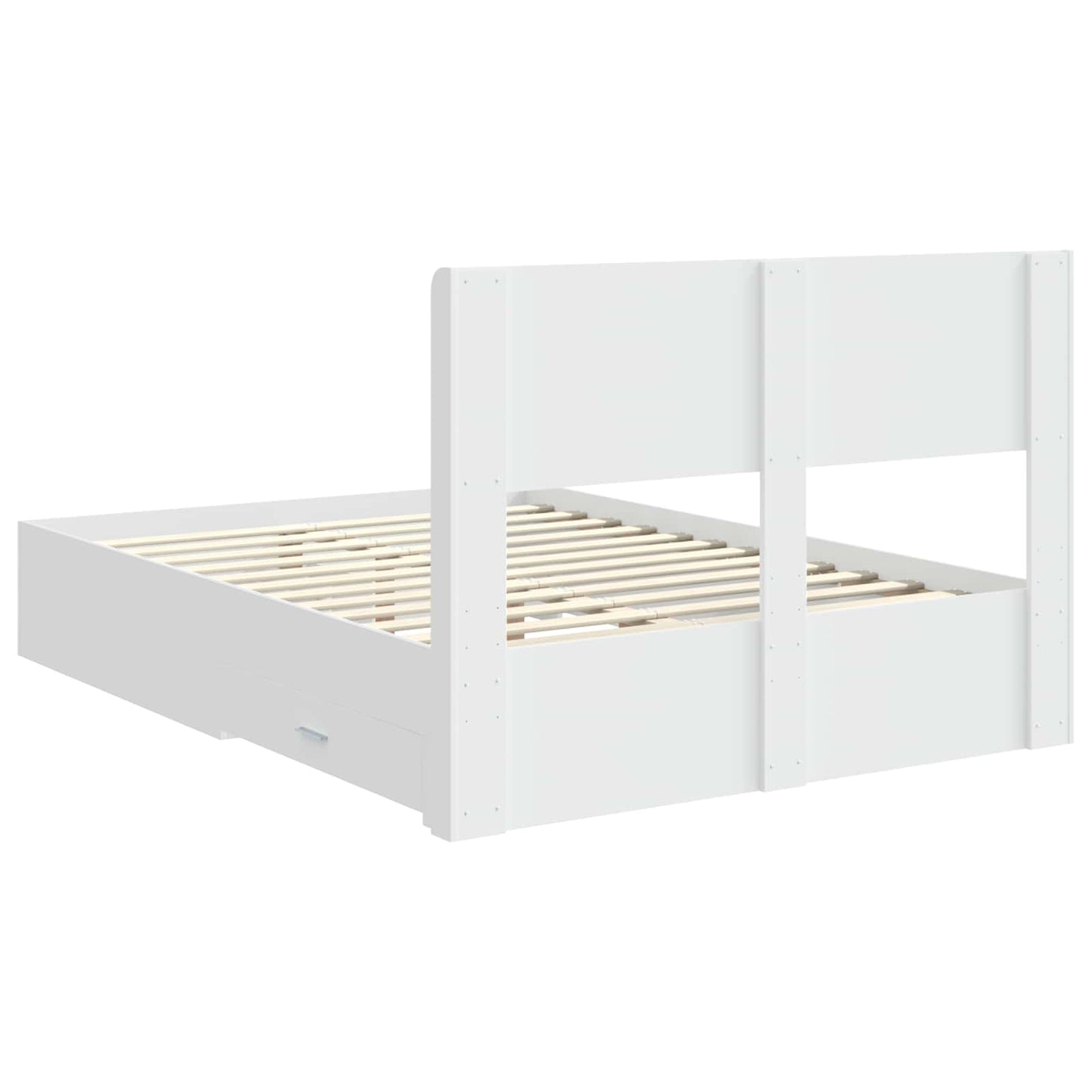Bedframe met opbergruimte en hoofdbord Wit Bewerkt hout