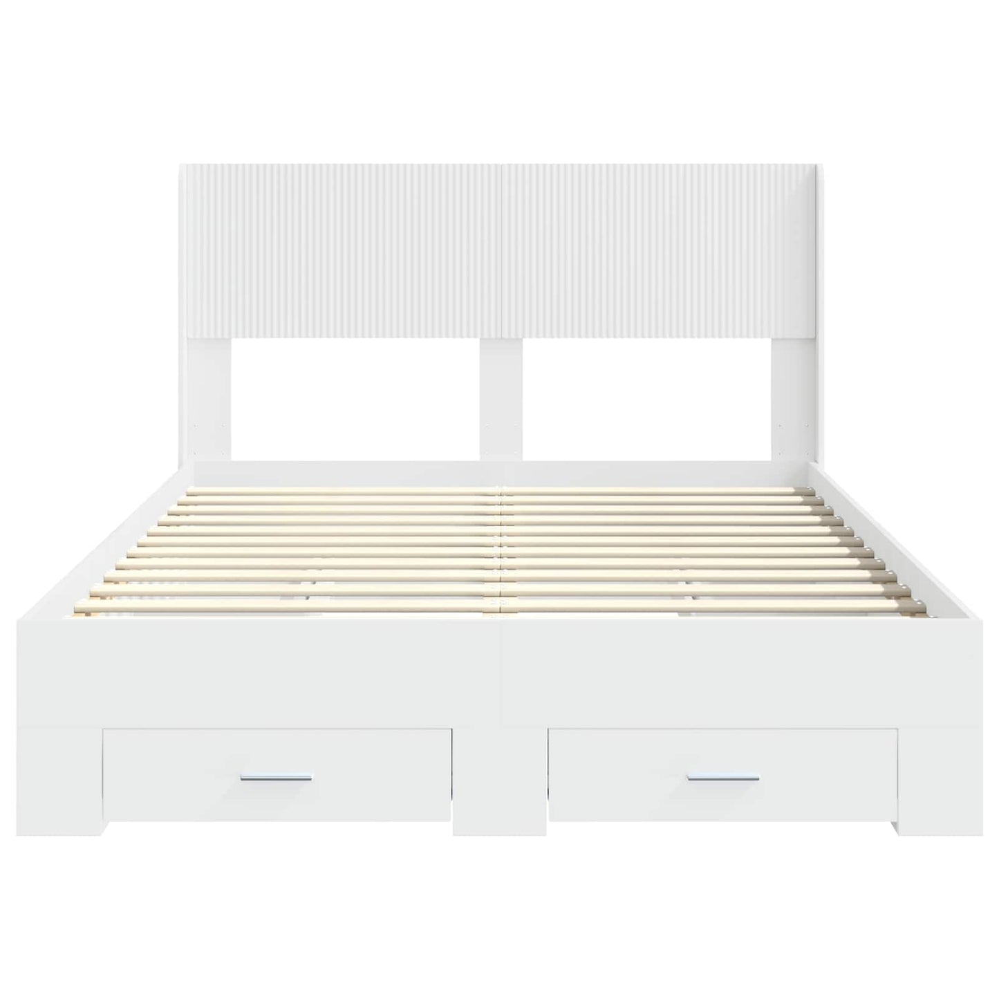 Bedframe met opbergruimte en hoofdbord Wit Bewerkt hout
