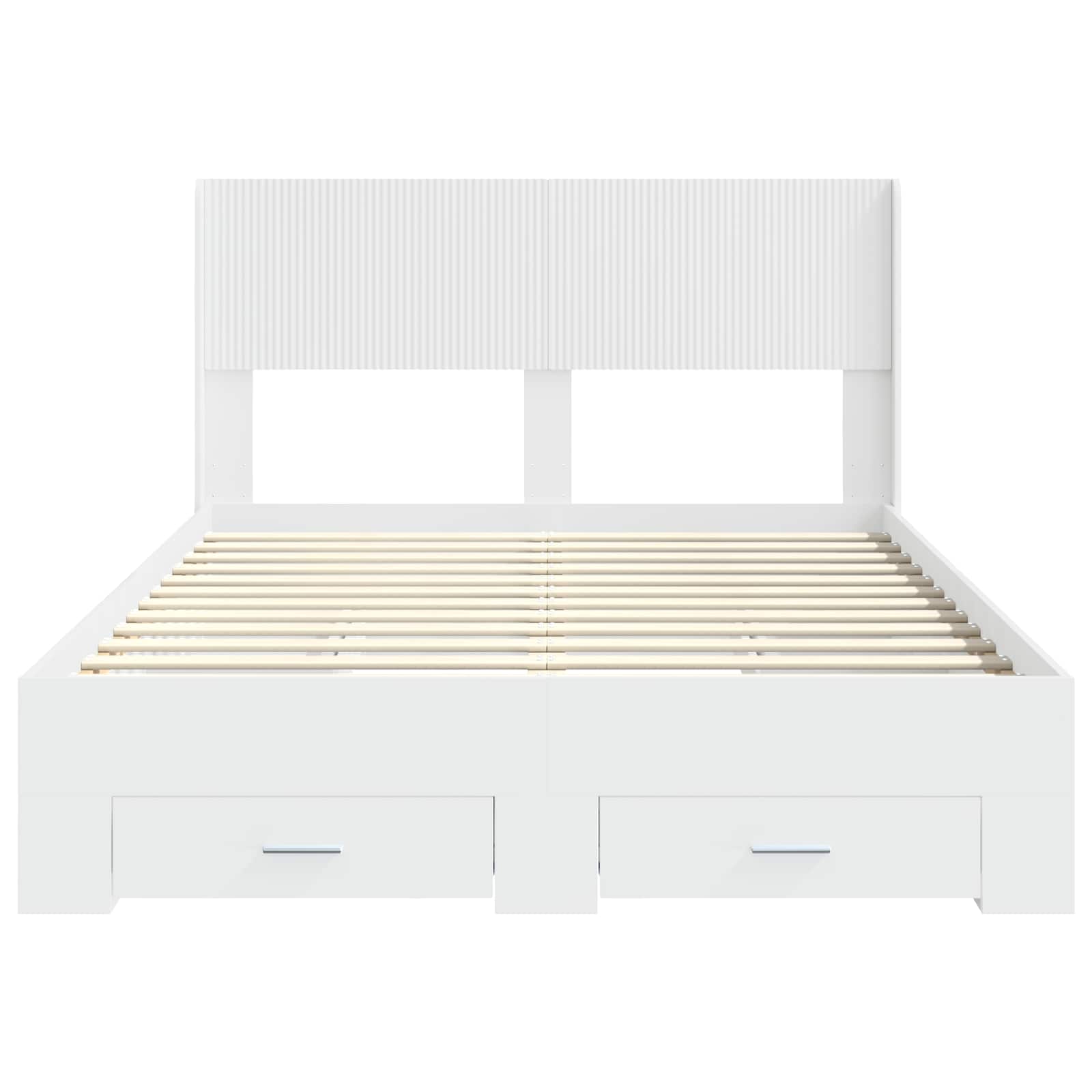 Bedframe met opbergruimte en hoofdbord Wit Bewerkt hout