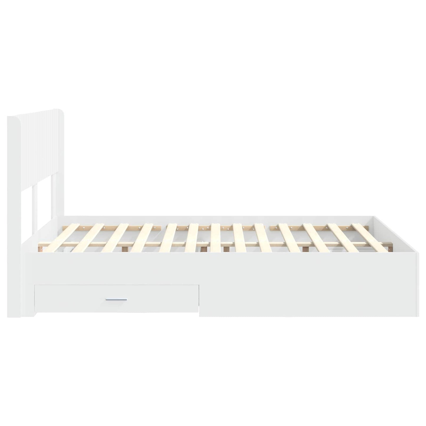 Bedframe met opbergruimte en hoofdbord Wit Bewerkt hout