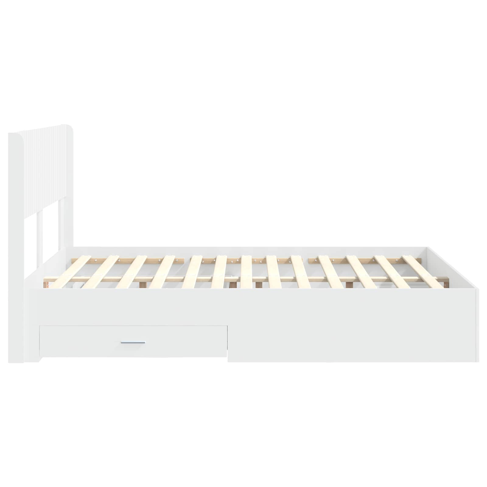 Bedframe met opbergruimte en hoofdbord Wit Bewerkt hout