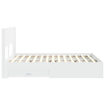 Bedframe met opbergruimte en hoofdbord Wit Bewerkt hout