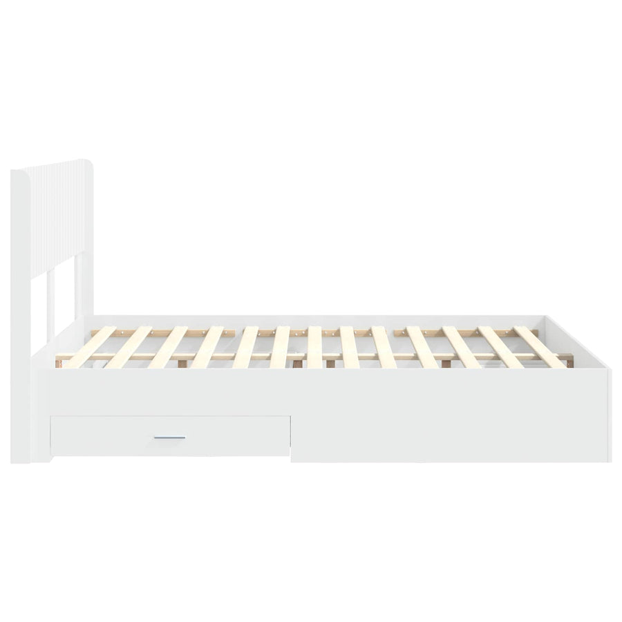Bedframe met opbergruimte en hoofdbord Wit Bewerkt hout