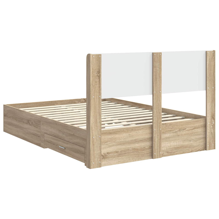 Bedframe met opbergruimte en hoofdbord Sonoma Eiken