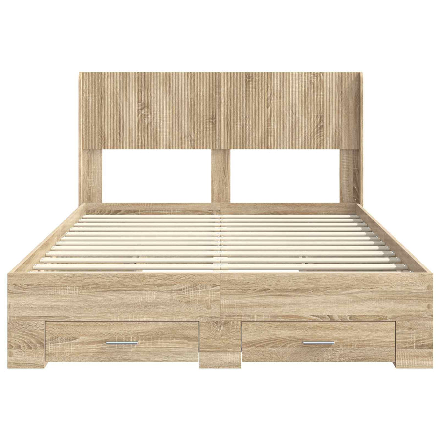 Bedframe met opbergruimte en hoofdbord Sonoma Eiken