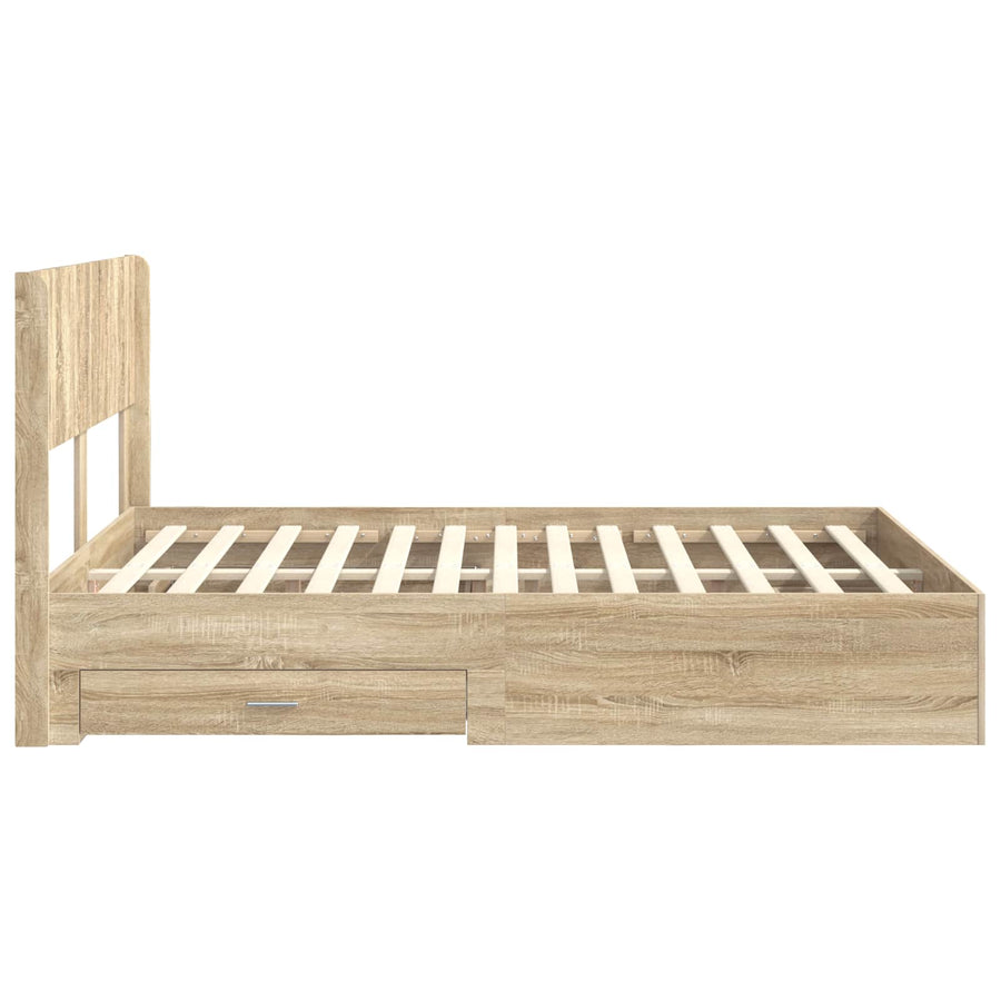 Bedframe met opbergruimte en hoofdbord Sonoma Eiken