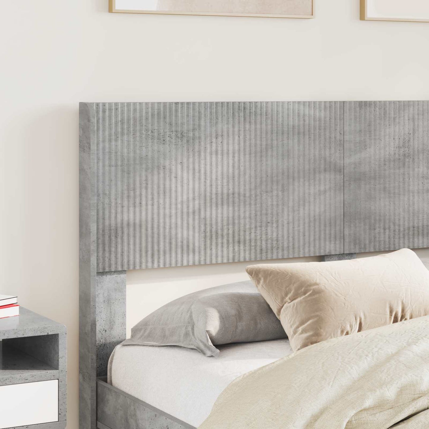 Bedframe met opbergruimte en hoofdbord Betongrijs 140 x 190 cm