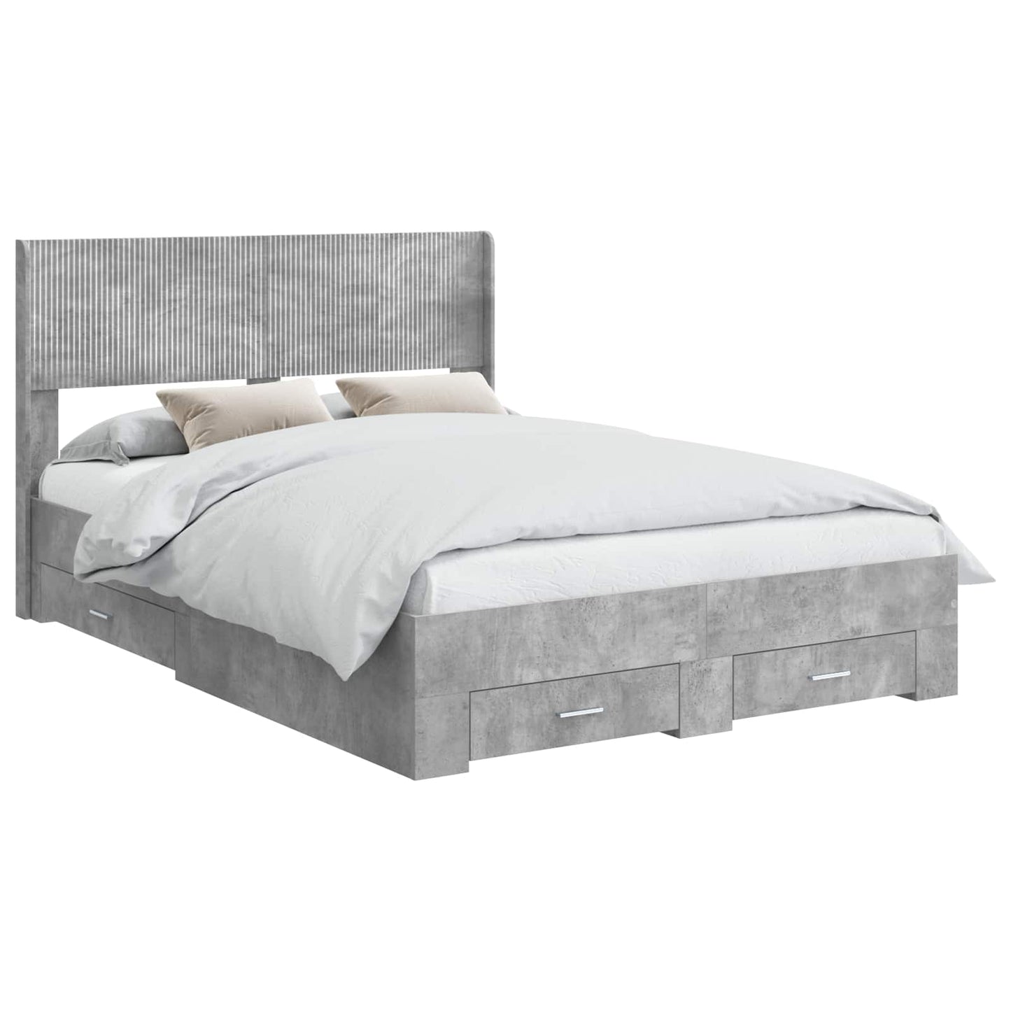 Bedframe met opbergruimte en hoofdbord Betongrijs 140 x 190 cm