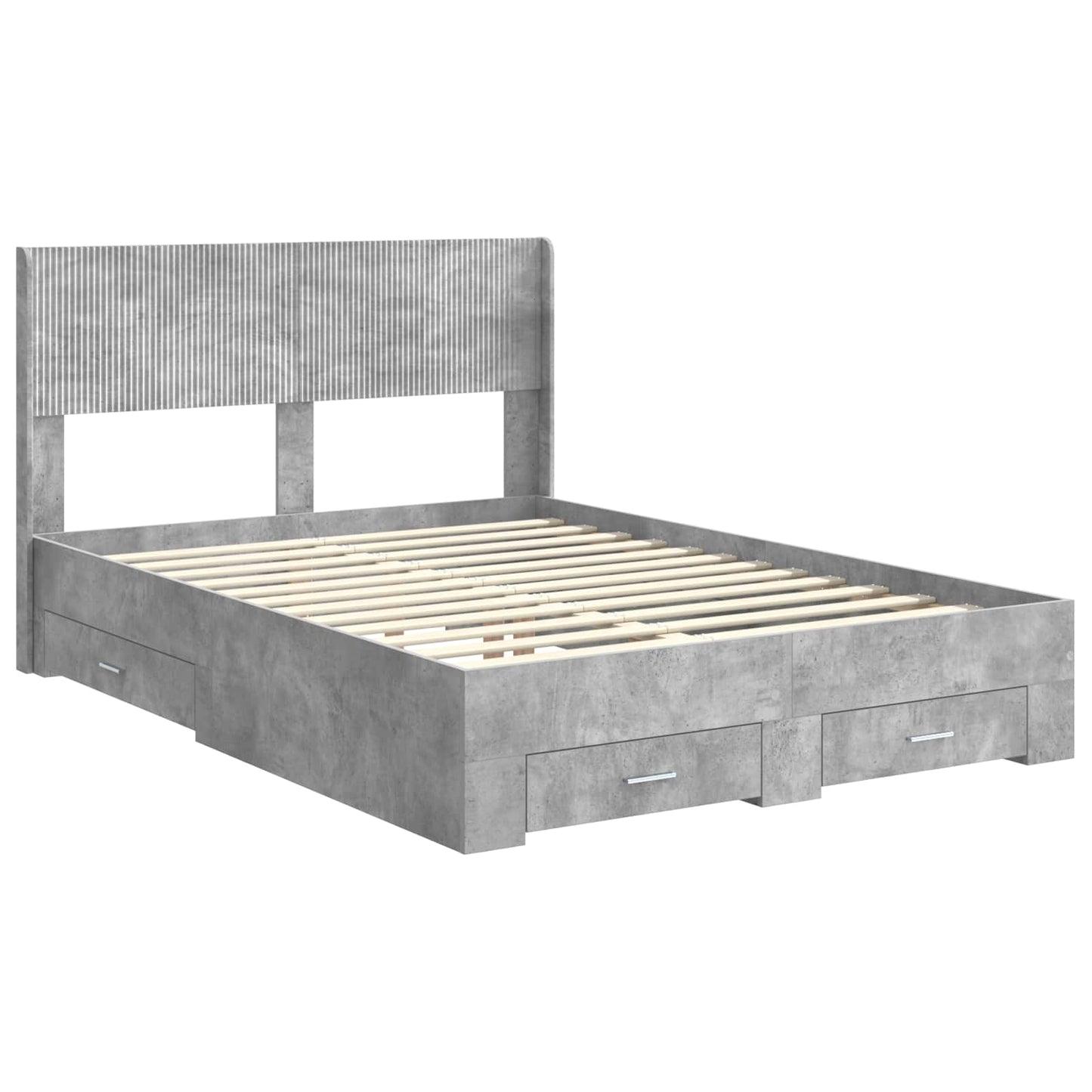 Bedframe met opbergruimte en hoofdbord Betongrijs 140 x 190 cm