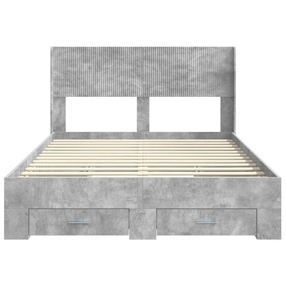 Bedframe met opbergruimte en hoofdbord Betongrijs 140 x 190 cm