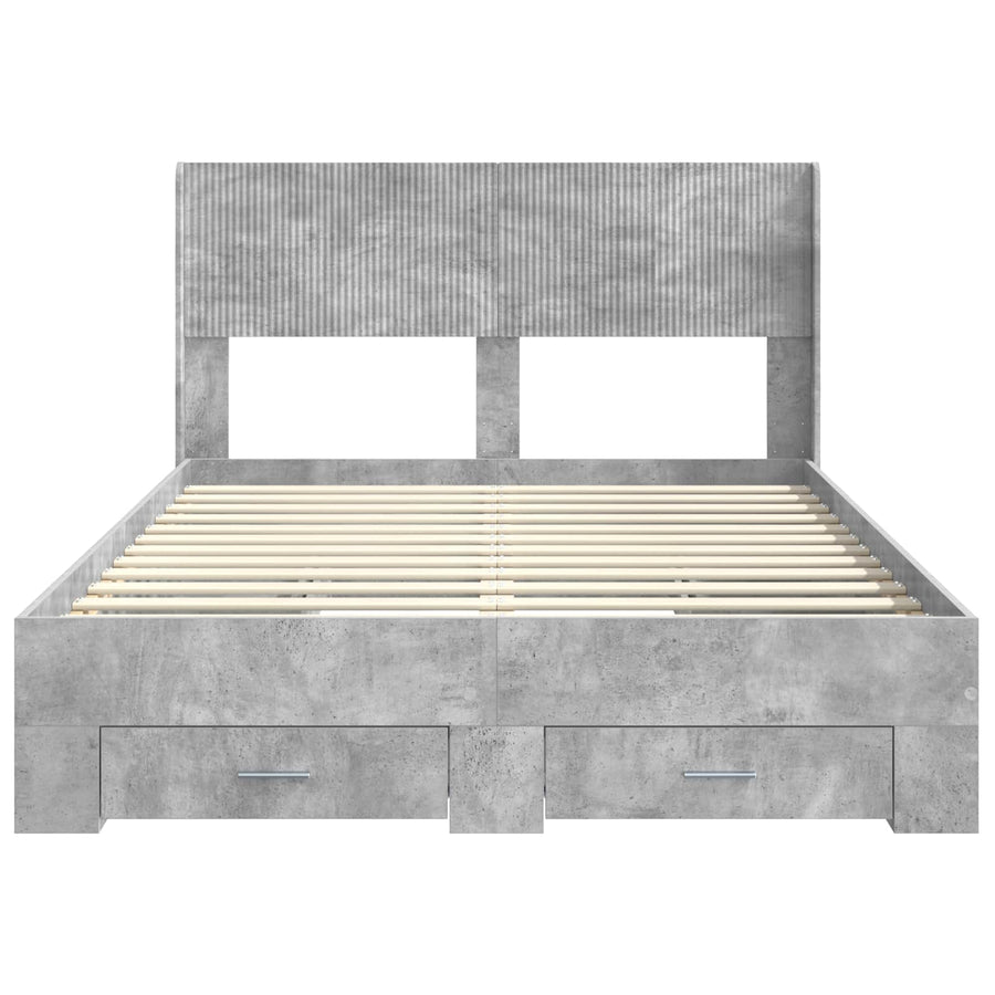 Bedframe met opbergruimte en hoofdbord Betongrijs 140 x 190 cm