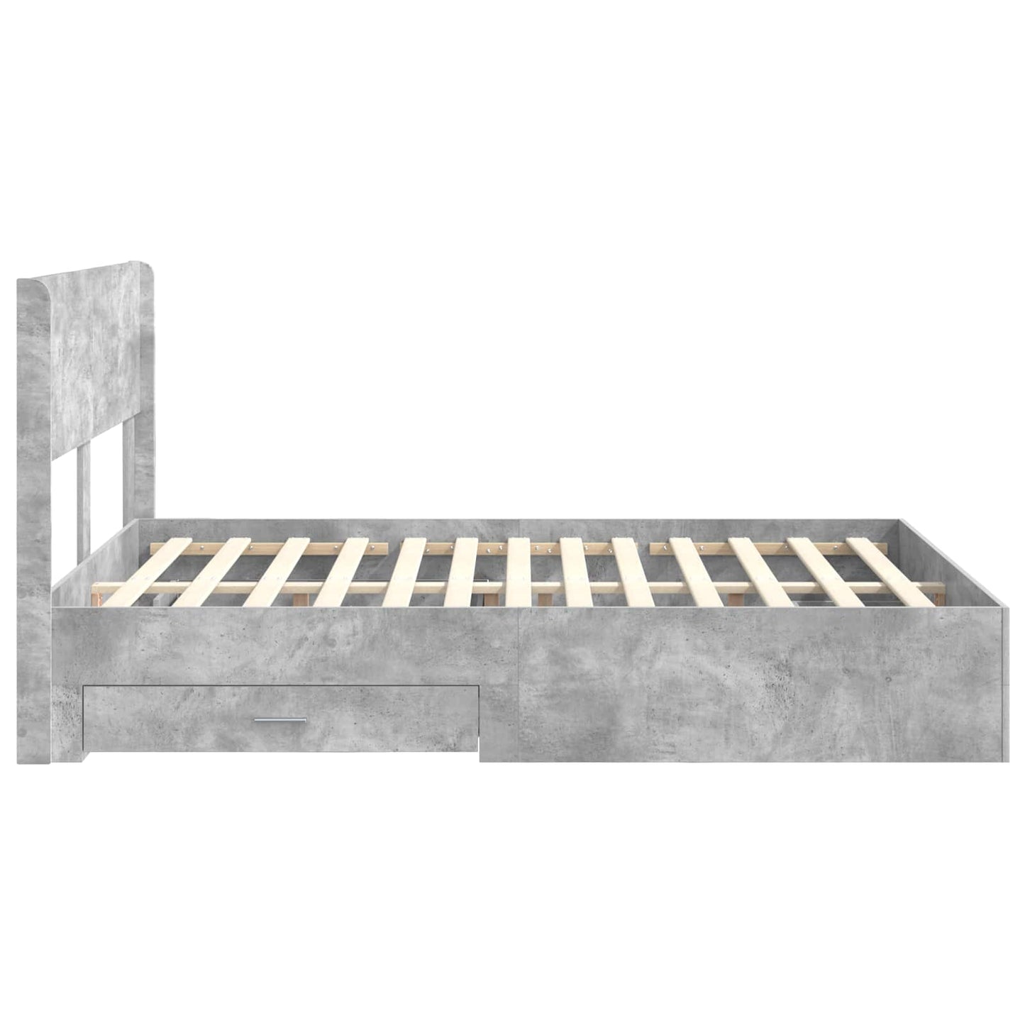 Bedframe met opbergruimte en hoofdbord Betongrijs 140 x 190 cm