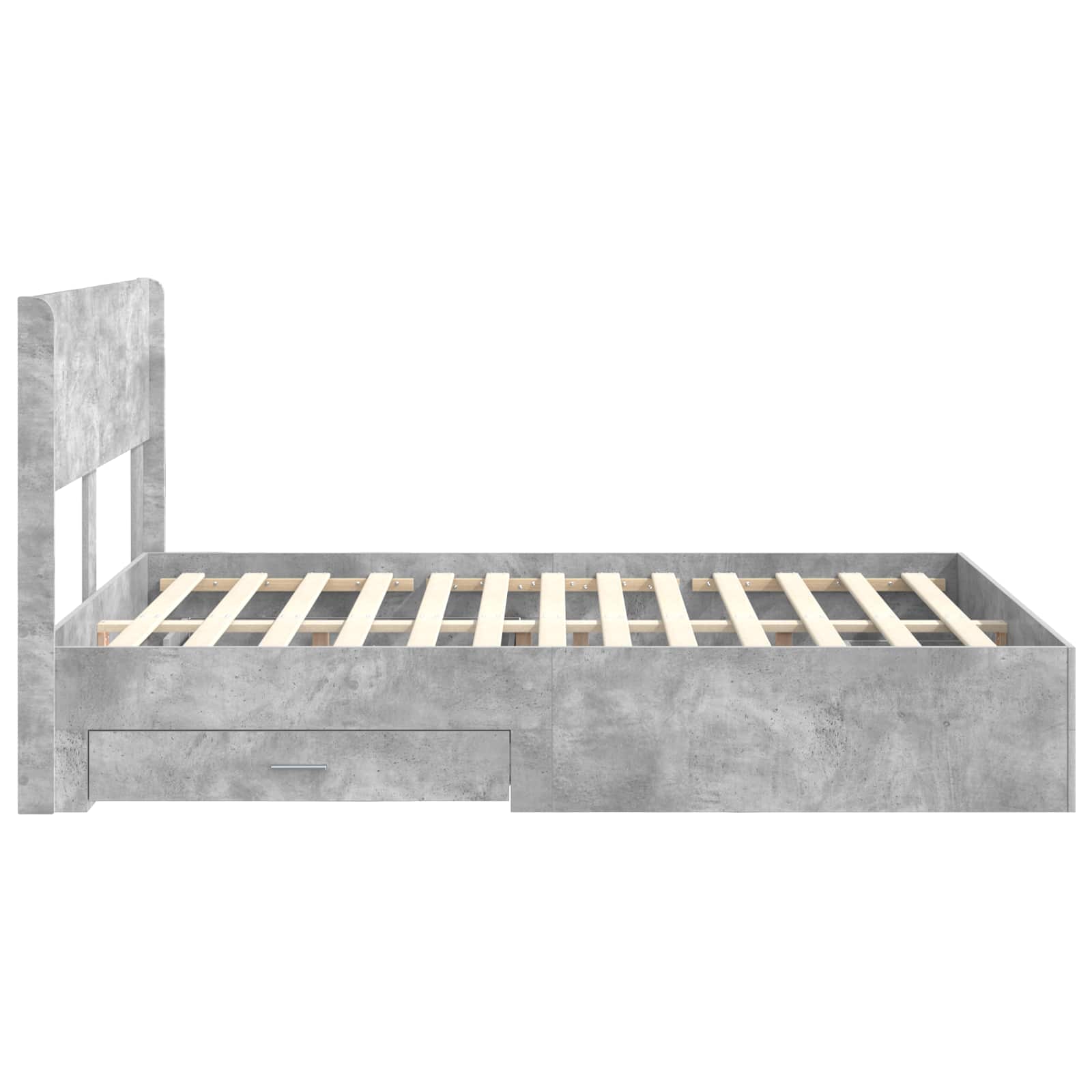 Bedframe met opbergruimte en hoofdbord Betongrijs 140 x 190 cm