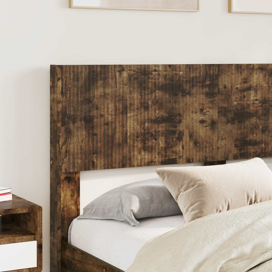 Bedframe met opbergruimte en hoofdbord Gerookt eiken