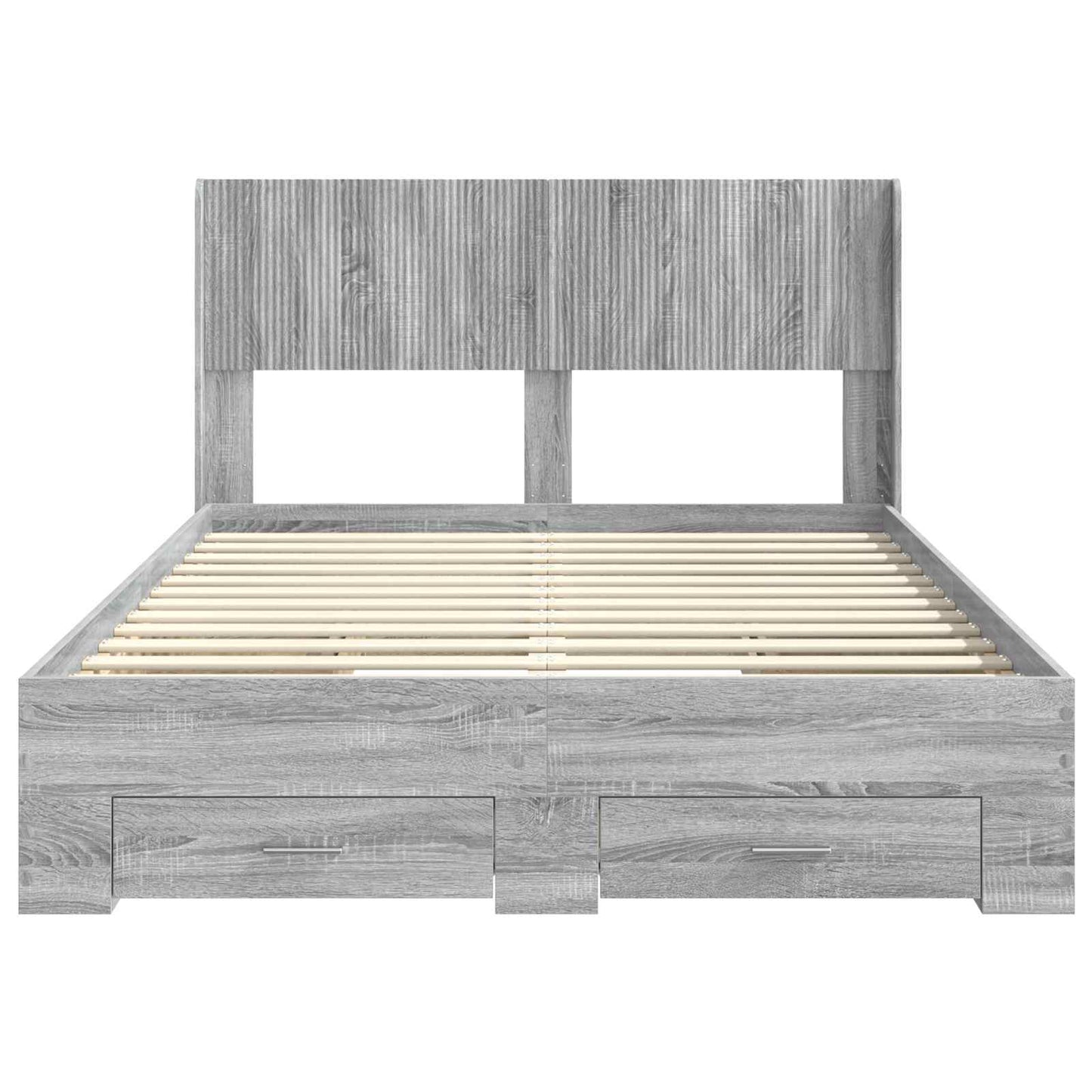 Bedframe met opbergruimte en hoofdbord Grijs Sonoma