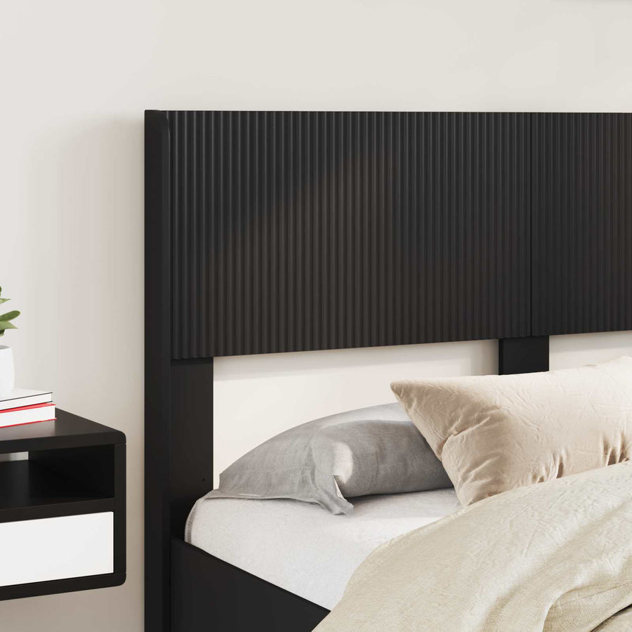 Bedframe met opbergruimte en hoofdbord Zwart 135 x 190 cm