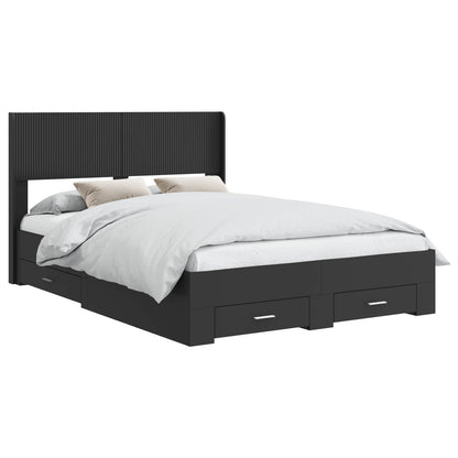 Bedframe met opbergruimte en hoofdbord Zwart 135 x 190 cm
