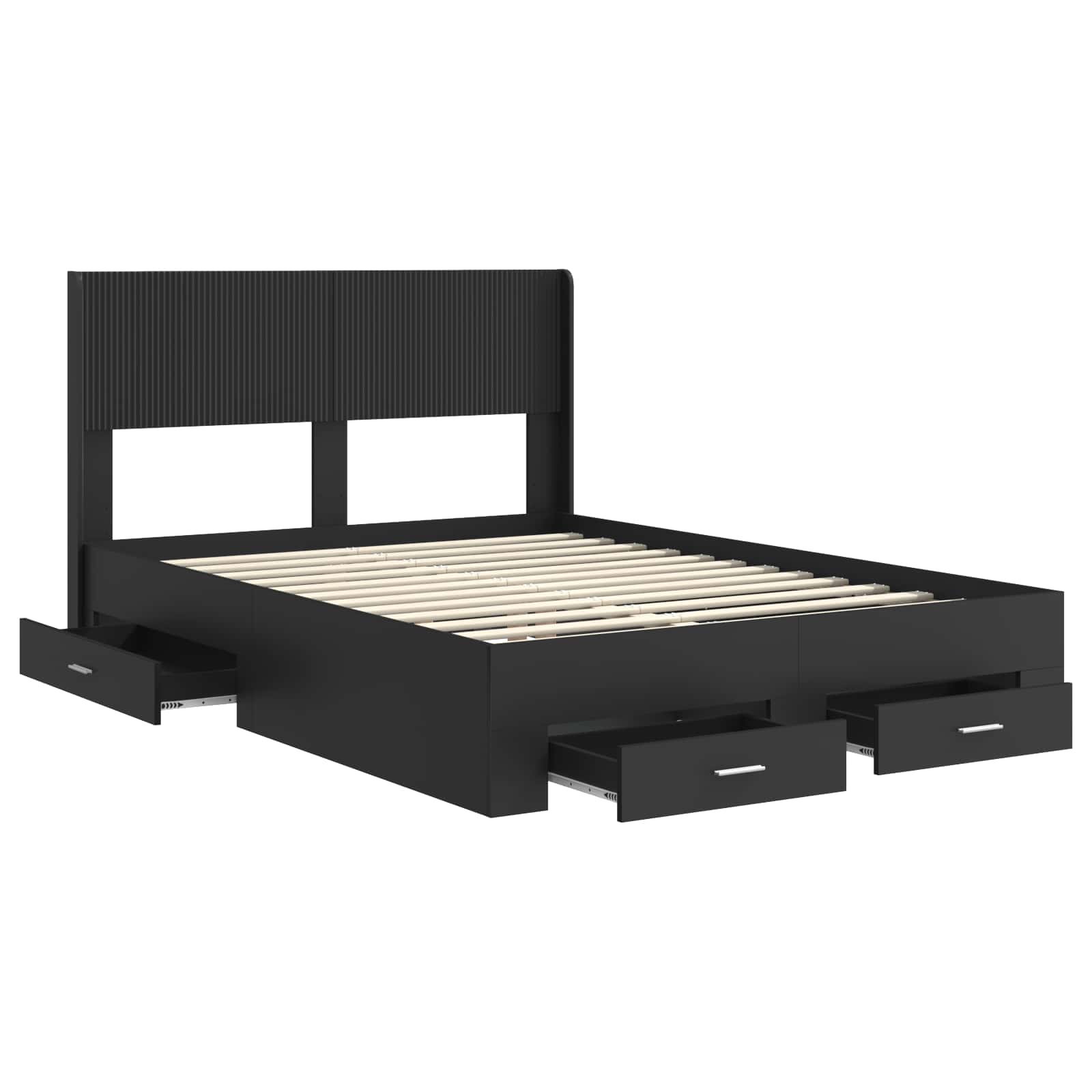 Bedframe met opbergruimte en hoofdbord Zwart 135 x 190 cm