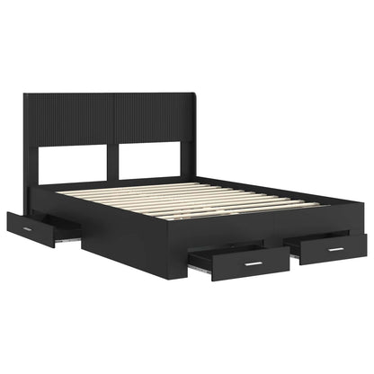 Bedframe met opbergruimte en hoofdbord Zwart 135 x 190 cm