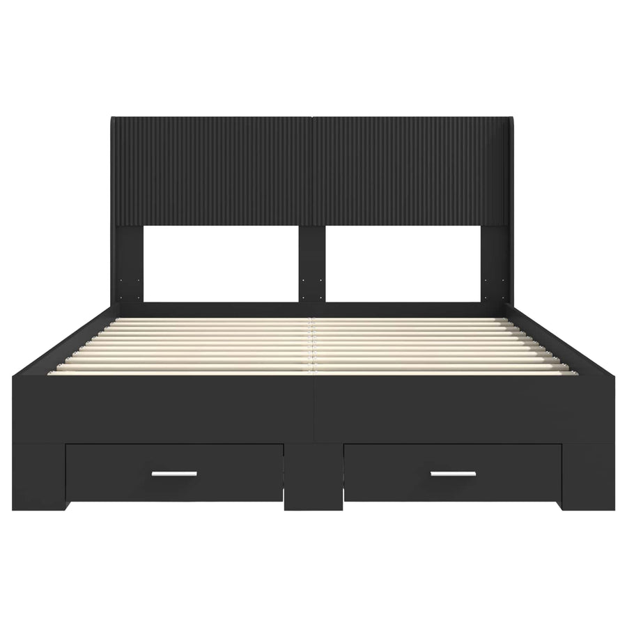 Bedframe met opbergruimte en hoofdbord Zwart 135 x 190 cm