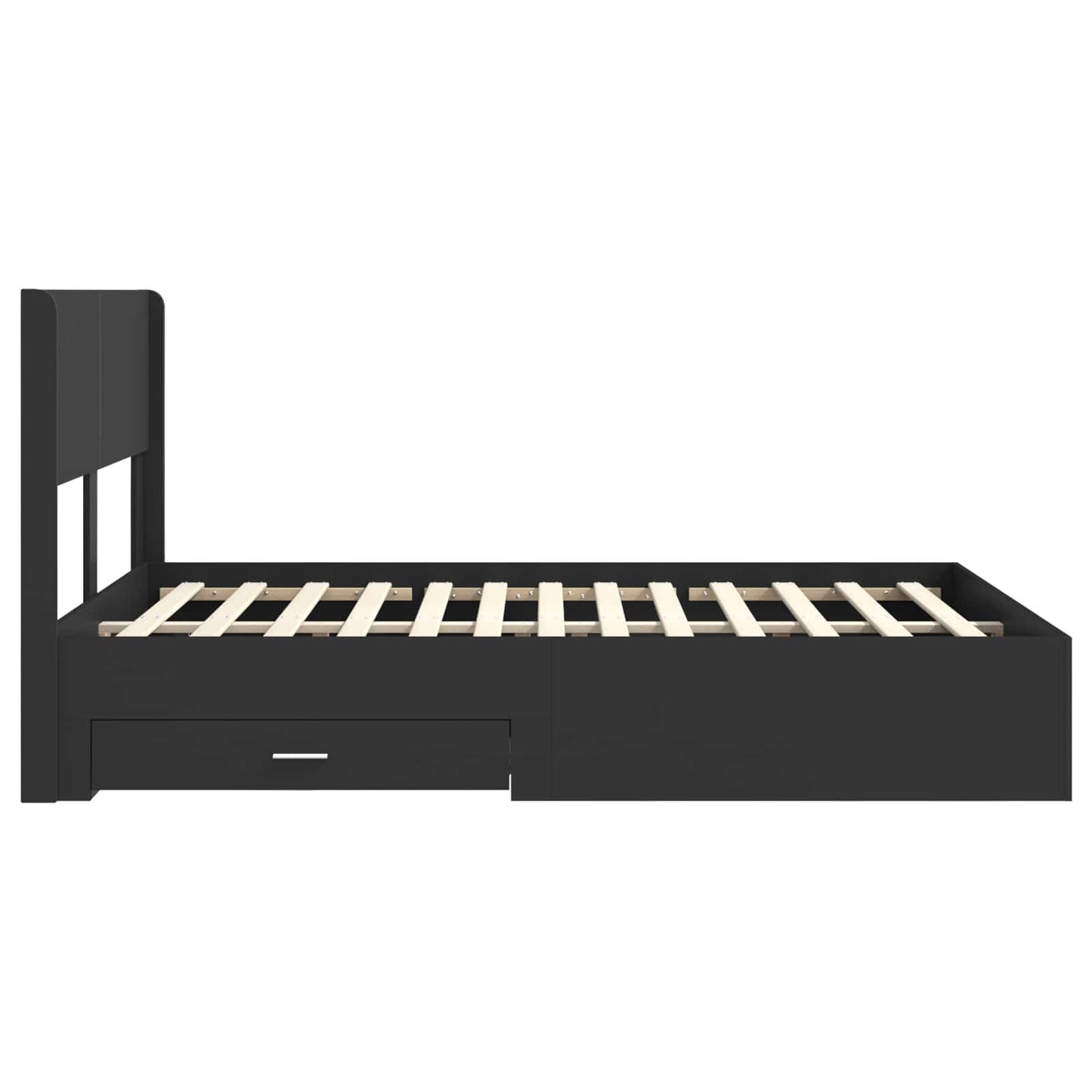 Bedframe met opbergruimte en hoofdbord Zwart 135 x 190 cm