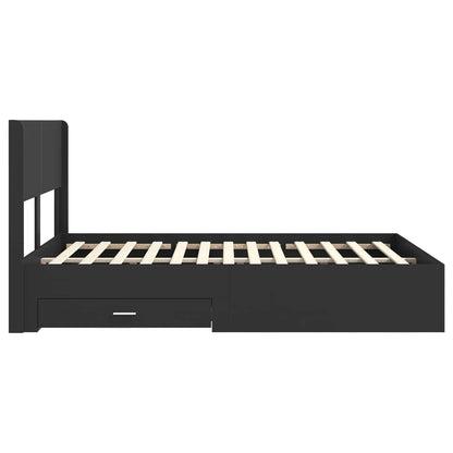 Bedframe met opbergruimte en hoofdbord Zwart 135 x 190 cm