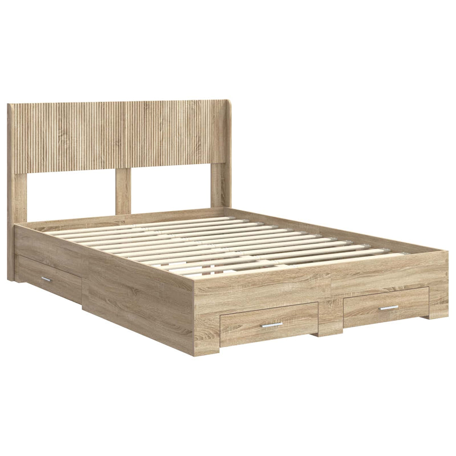 Bedframe met opbergruimte en hoofdbord Sonoma Eiken