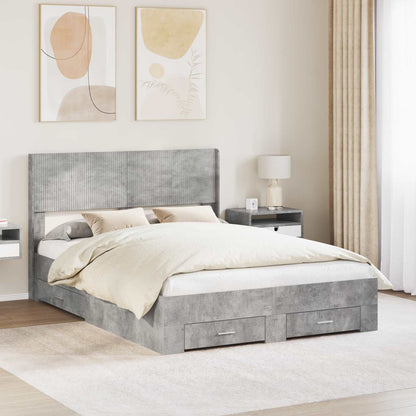 Bedframe met opbergruimte en hoofdbord Betongrijs 135 x 190 cm