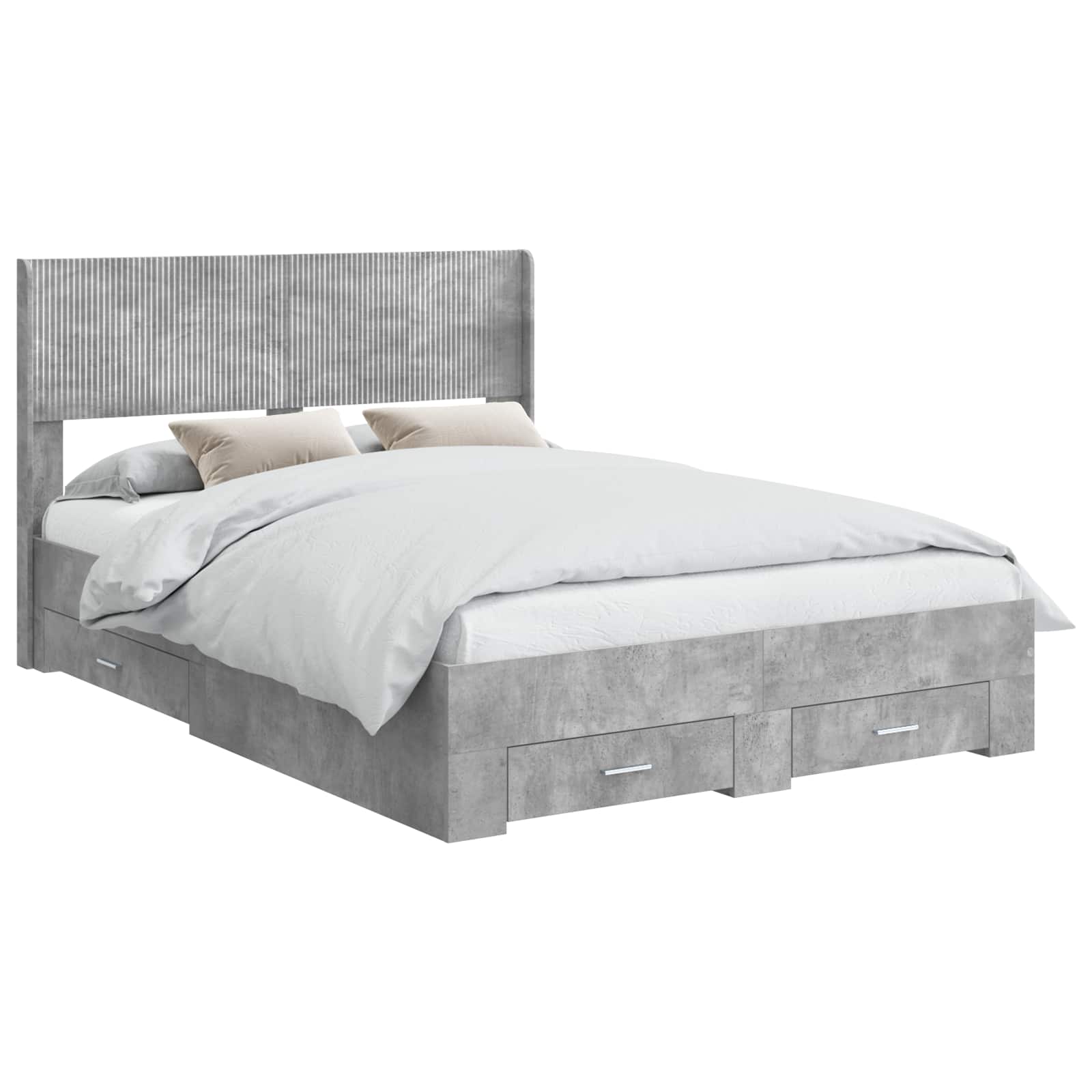 Bedframe met opbergruimte en hoofdbord Betongrijs 135 x 190 cm