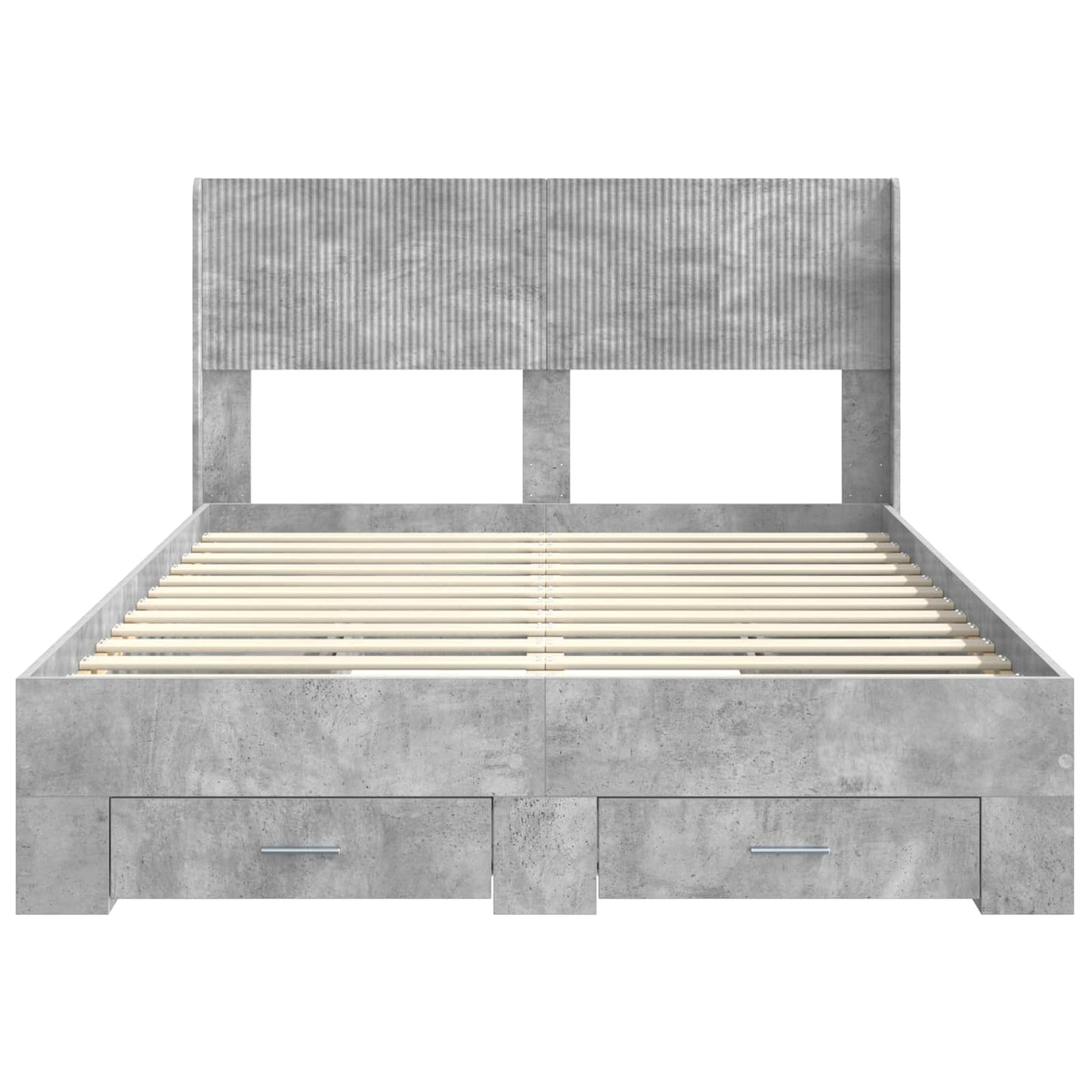 Bedframe met opbergruimte en hoofdbord Betongrijs 135 x 190 cm