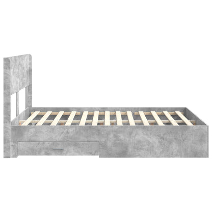 Bedframe met opbergruimte en hoofdbord Betongrijs 135 x 190 cm