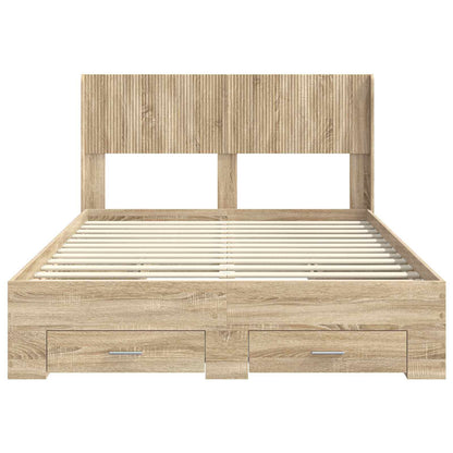 Bedframe met opbergruimte en hoofdbord Sonoma Eiken