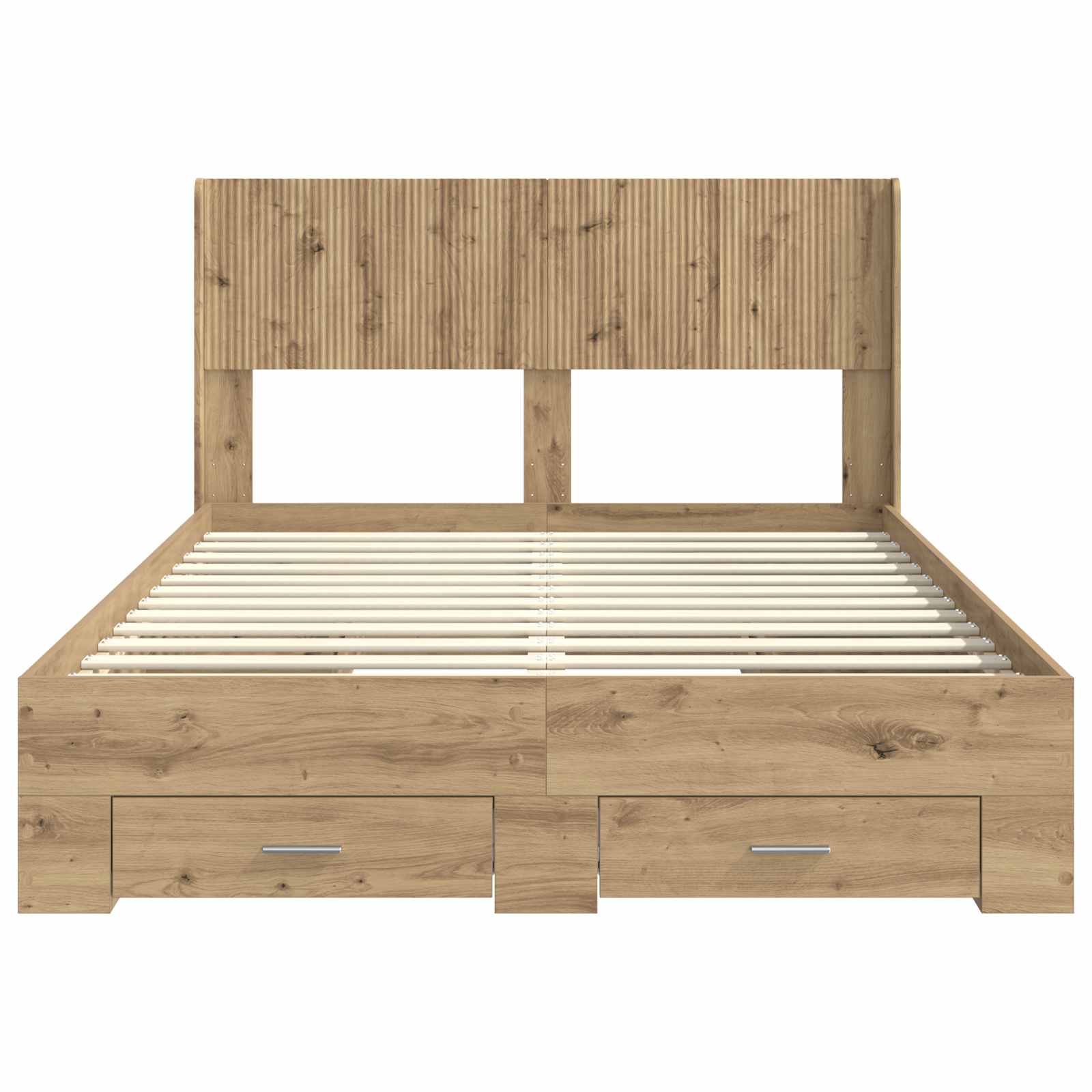 Bedframe met opbergruimte en hoofdbord Artisanaal eiken