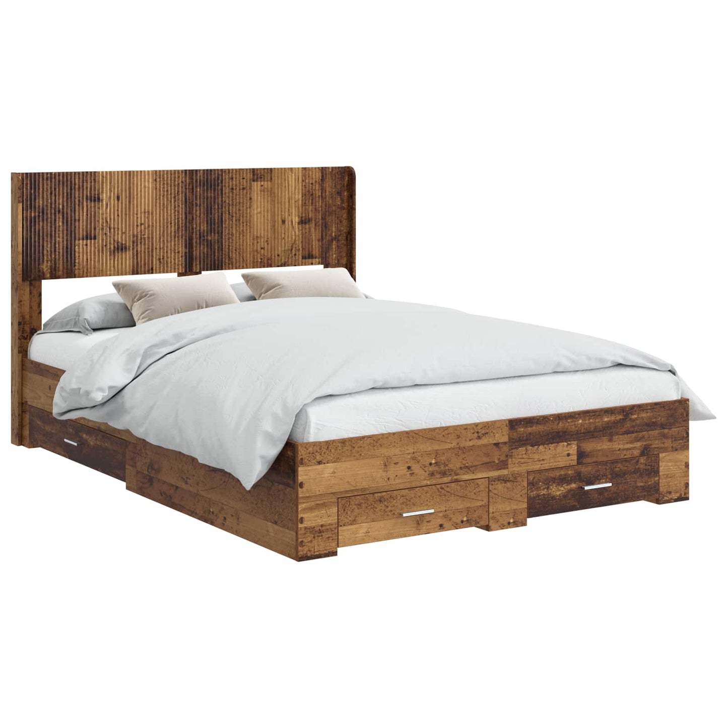 Bedframe met opbergruimte en hoofdbord Oud hout 120 x 190 cm