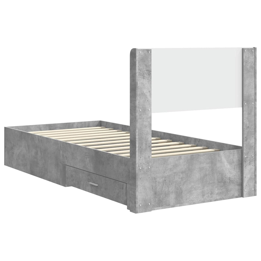 Bedframe met opbergruimte en hoofdbord Betongrijs 100 x 200 cm