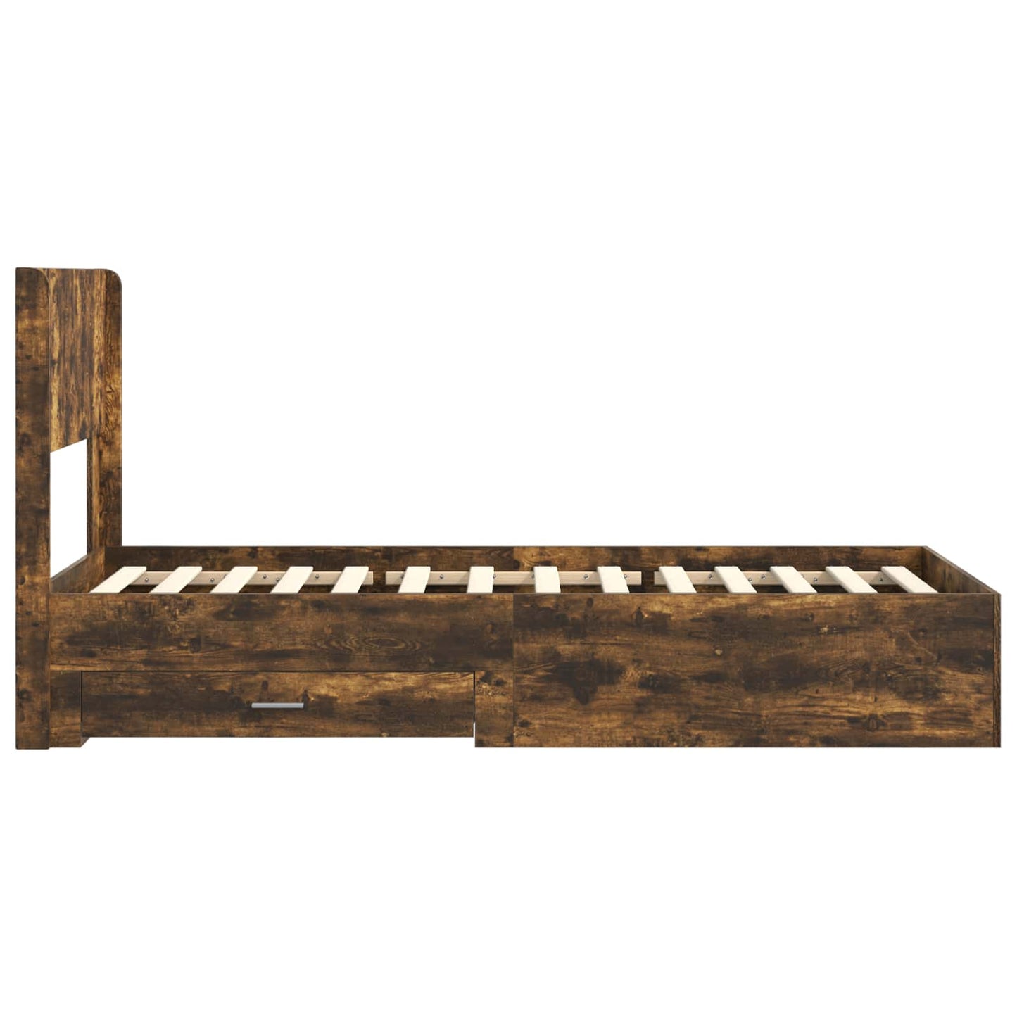 Bedframe met opbergruimte en hoofdbord Gerookt eiken