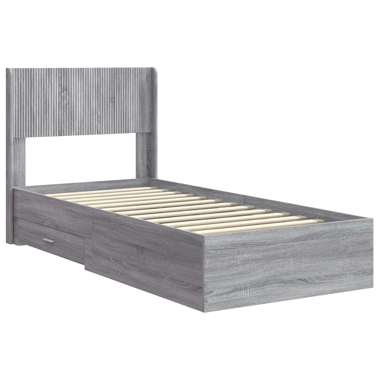 Bedframe met opbergruimte en hoofdbord Grijs Sonoma