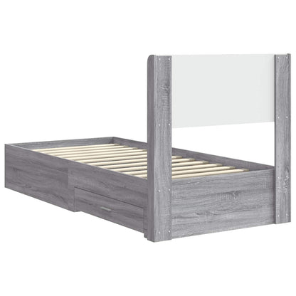 Bedframe met opbergruimte en hoofdbord Grijs Sonoma