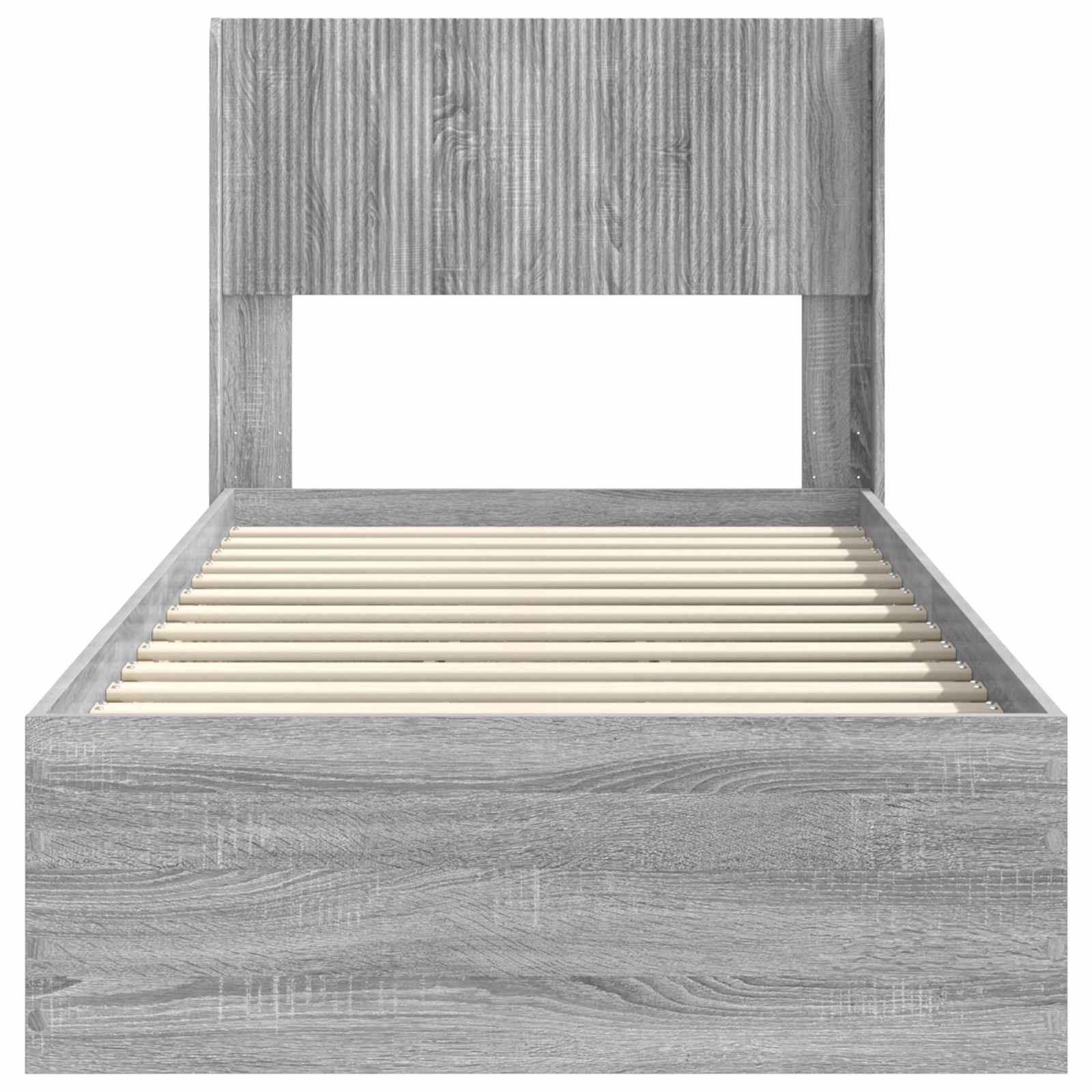 Bedframe met opbergruimte en hoofdbord Grijs Sonoma