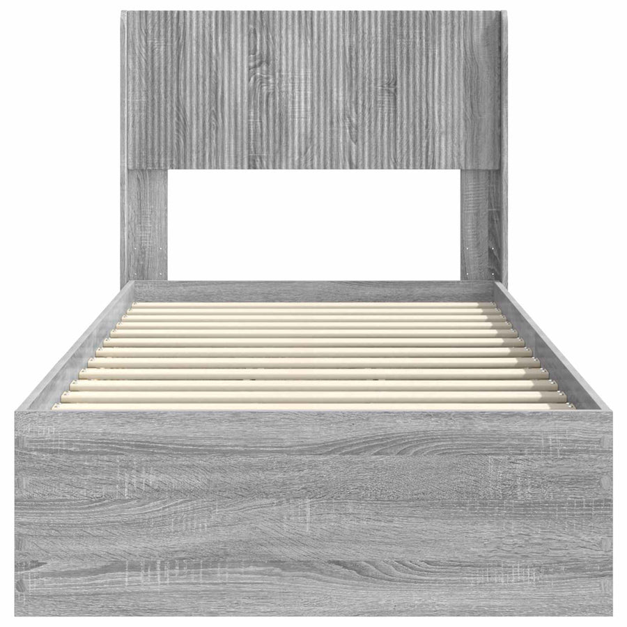 Bedframe met opbergruimte en hoofdbord Grijs Sonoma
