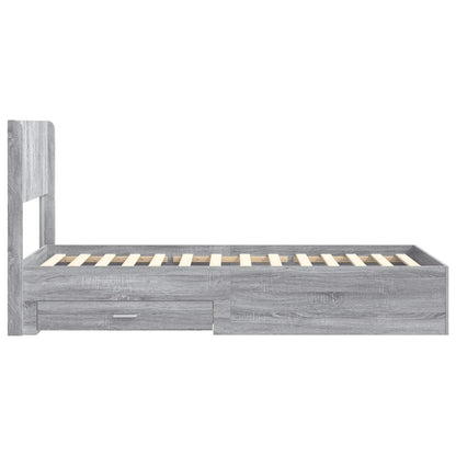Bedframe met opbergruimte en hoofdbord Grijs Sonoma