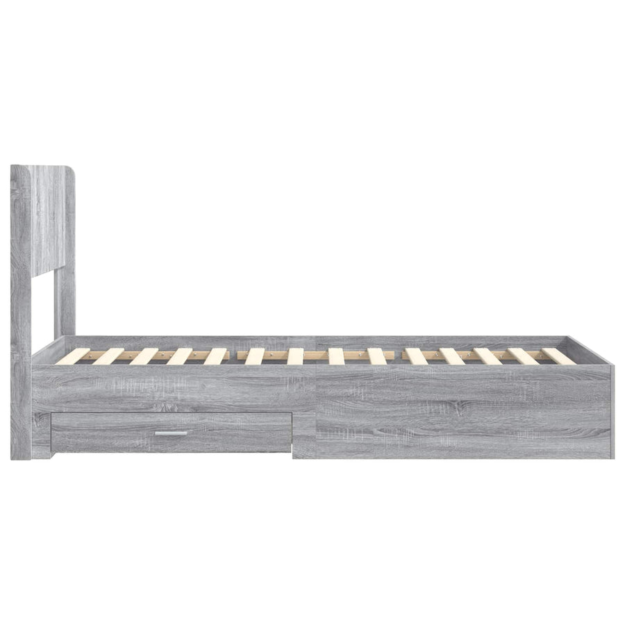 Bedframe met opbergruimte en hoofdbord Grijs Sonoma