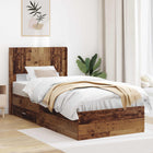 Bed frame with storage and headboard Reclaimed wood 100 x 200 cm