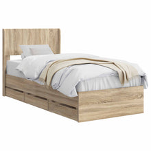 Bedframe met opbergruimte en hoofdbord Sonoma Eiken 90 x 200 cm