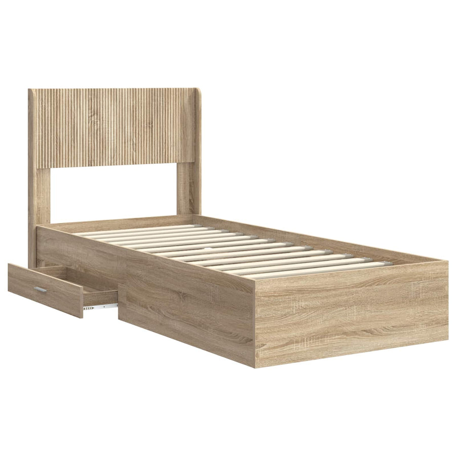 Bedframe met opbergruimte en hoofdbord Sonoma Eiken 90 x 200 cm