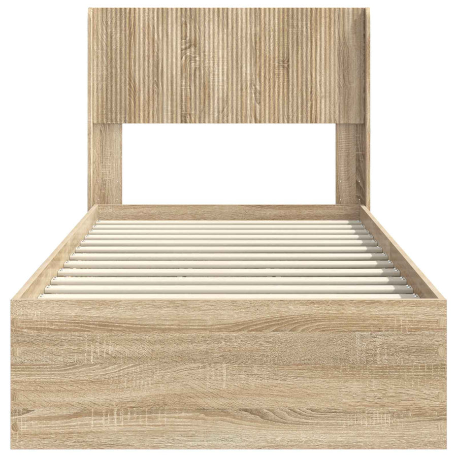 Bedframe met opbergruimte en hoofdbord Sonoma Eiken 90 x 200 cm