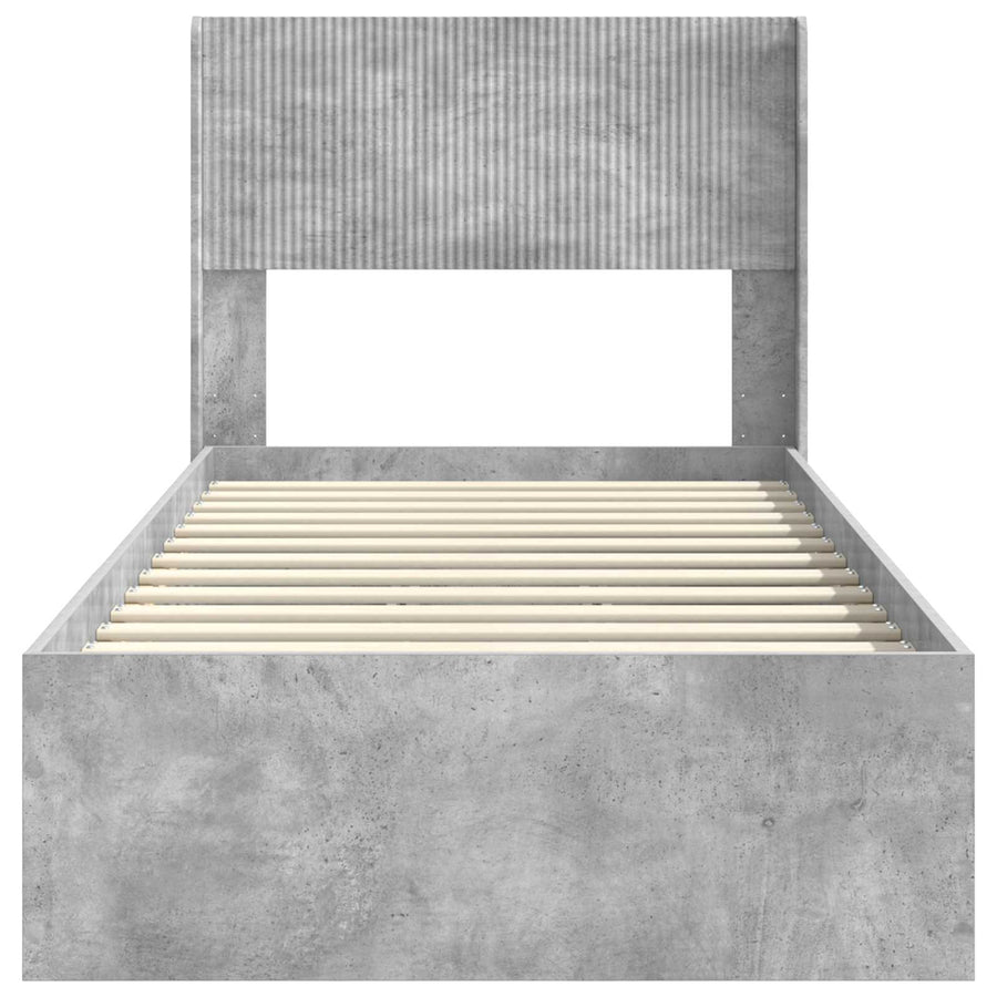 Bedframe met opbergruimte en hoofdbord Betongrijs 90 x 200 cm